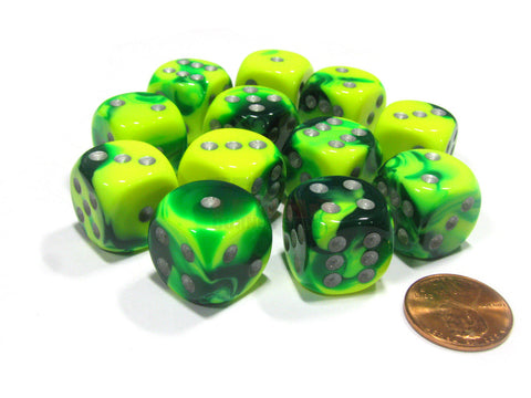 Chessex - 26654 - Gemini Green-Yellow/silver - 16mm