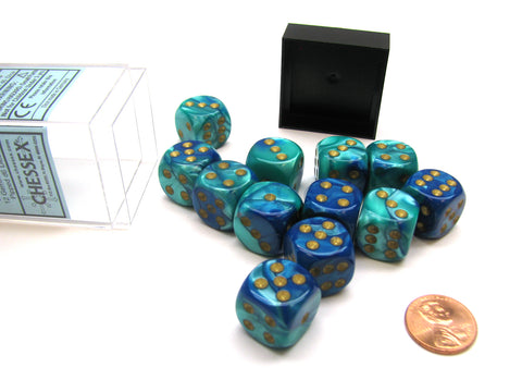 Chessex - 26659 - Gemini Polyhedral Blue teal/gold - 16mm