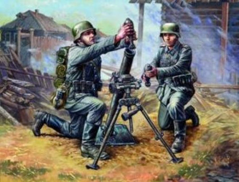 Zvezda - 6111 - German (WWII) 81mm Mortar and Crew - 1:72
