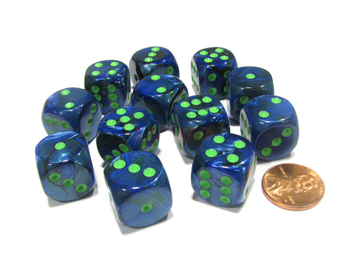 Chessex - 27696 - Lustrous - Dark blue/Green (16mm)
