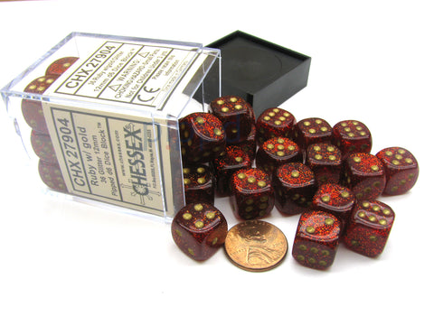 Chessex - 27904 - Glitter Polyhedral ruby/gold - 12mm