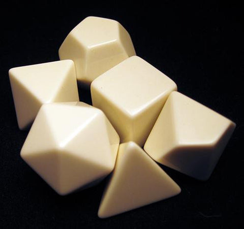 Chessex - Blank Opaque White - Polyhedral 6-Die Set - @