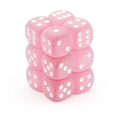 Chessex - LE563 - Frosted Pink w/white - Dice Block (16mm)