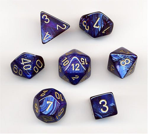 Chessex - 27427 - Scarab Royal Blue w/gold - Polyhedral 7 die set (16mm)