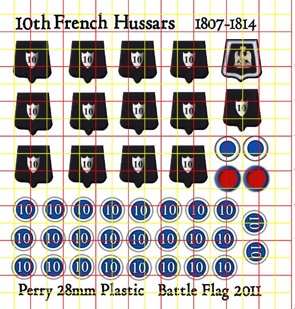Battle Flag - 10th Hussars Sabretaches and Saddle Roll Numbers (Napoleonic) - 28mm