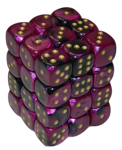Chessex - 27840 - Black-Purple w/gold Dice Block (12mm)