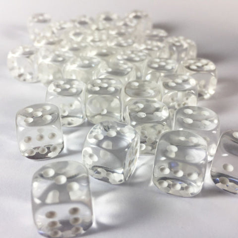 Clear w/white - Dice block (12mm) - Chessex - 23801 - @