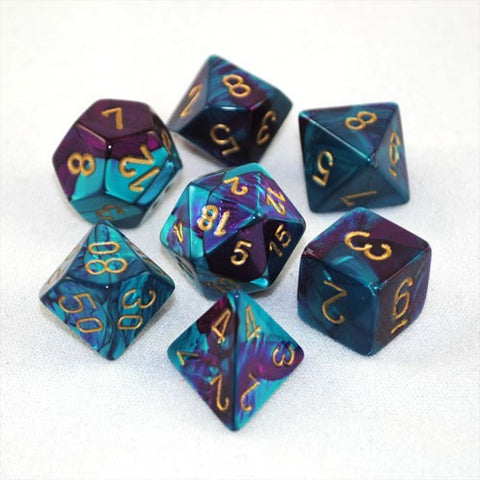 Chessex - 26449 - Purple Teal w/gold - Polyhedral 7 die set (16mm)