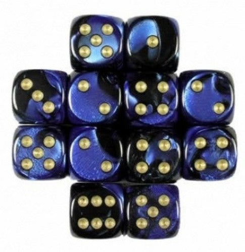 Chessex - 26635 - Black-Blue w/gold - Dice Block (16mm)