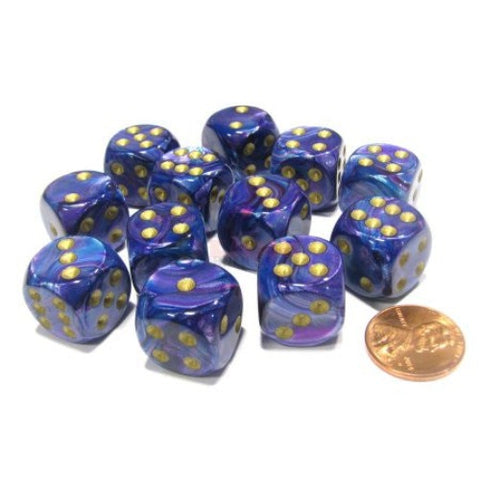 Chessex - 27697 - Lustrous Purple w/gold - Dice Block (16mm)