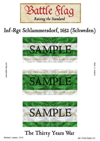 Battle Flag - Swedish Infantry - Schlammersdorf Infantry Regiment 1632 (Thirty Years War) - 28mm