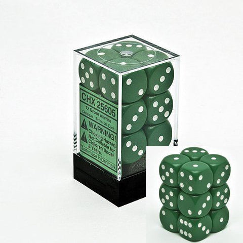 Chessex - 25605 - Green w/white - Dice Block (16mm)