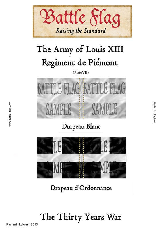 Battle Flag - The Army of Louis XIII (Regiment de Piémont) Plate VII (Thirty Years War) - 28mm