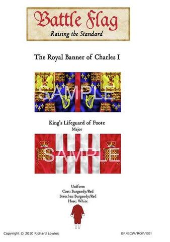 Battle Flag - The Royal Banner of Charles 1 The Kings Lifeguard (Major) (English Civil War) - 28mm