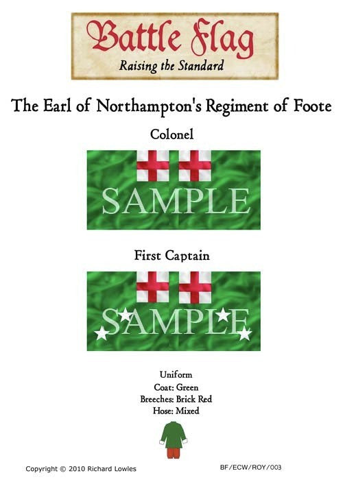 Battle Flag - The Earl of Northampton's Regiment of Foote Colonel First Captain (English Civil War) - 28mm