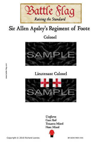 Battle Flag - Sir Allen Apsley's Regiment of Foote (Set 1) Colonel Lieutenant Colonel (English Civil War) - 28mm