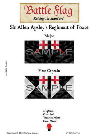 Battle Flag - Sir Allen Apsley's Regiment of Foote (Set 2) Major First Captain (English Civil War) - 28mm