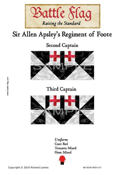 Battle Flag - Sir Allen Apsley's Regiment of Foote (Set 3) Second Captain Third Captain (English Civil War) - 28mm