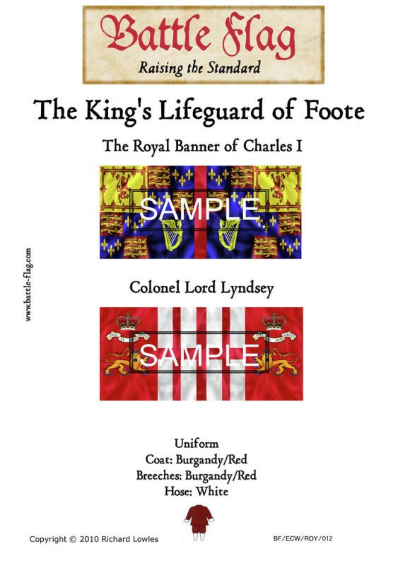 Battle Flag - The The Royal Banner of Charles the First Colonel Lord Lyndsey (English Civil War) - 28mm