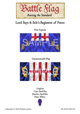 Battle Flag - Lord Saye & Sele's Regiment of Foote First Captain Commonwealth Flag (English Civil War) - 28mm