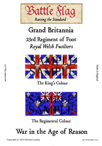 Battle Flag - Grand Britannia 23rd Regiment of Foot, "The Royal Welsh Fusiliers" (Seven Years war) - 28mm