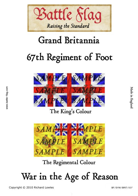 Battle Flag - Grand Britannia 67th Regiment of Foot (Seven Years war) - 28mm