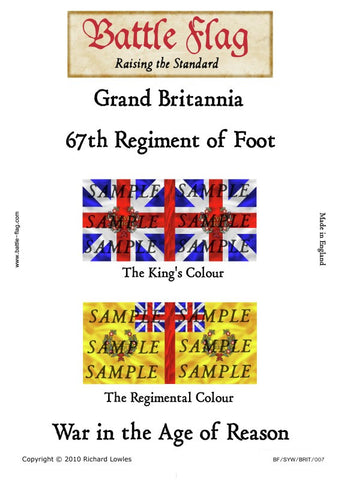 Battle Flag - Grand Britannia 67th Regiment of Foot (Seven Years war) - 28mm