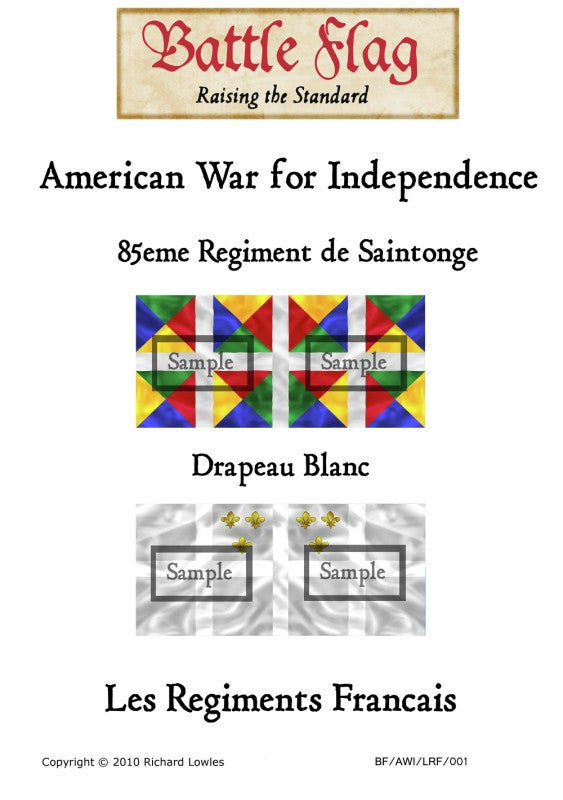 Battle Flag - 85eme Regiment de Saintonge Drapeau Blanc (American War of Independence) - 28mm