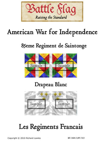 Battle Flag - 85eme Regiment de Saintonge Drapeau Blanc (American War of Independence) - 28mm