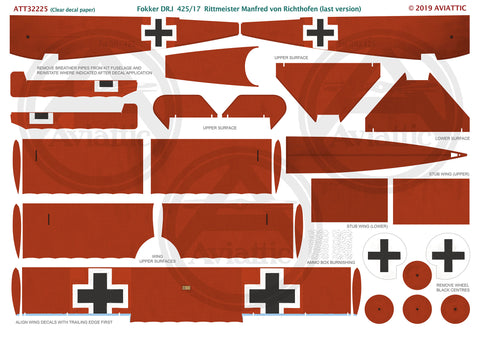 Aviattic 32225 - Fokker Dr.I Triplane 425/17 Rittmeister Manfred von Richthofen - 1:32