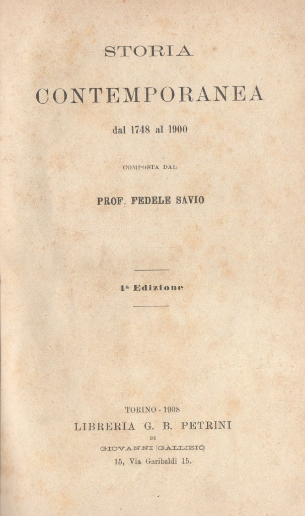 Libri - Storia Contemporanea dal 1748 al 1900
