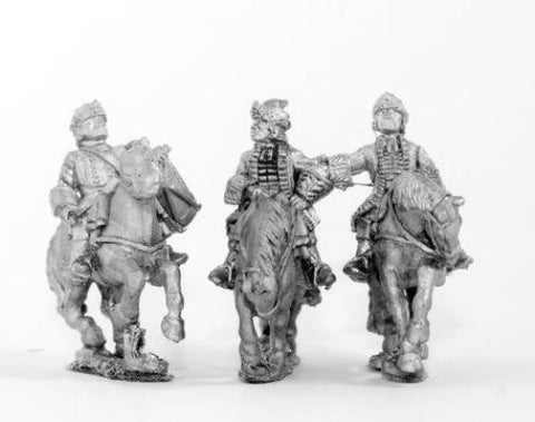 Essex - European Armies: Command: Mounted Grenadier Officer, Standard Bearer & Drummer (French) - 15mm