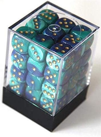 Gemini Polyhedral blue-teal/gold - 12mm - Chessex - 26859 - @