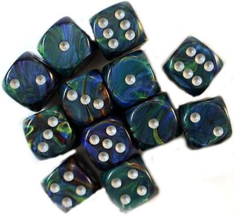 Chessex - 27645 - Festive Green w/silver - d6 dice block (16mm)