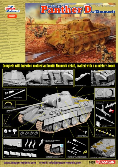 Dragon - 6428 - Pz.Kpfw.V Ausf.D Panther with Zimmerit - 1:35