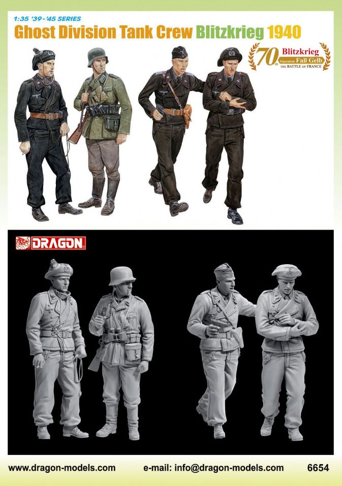 Dragon - 6654 - Ghost Division Tank Crew Blitzkrieg 1940 - 1:35