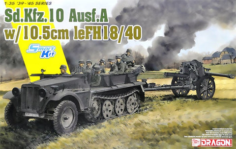Sd.Kfz.10 1t halftrack towing a 10.5cm le.FH.18 howitzer - 1:35 - Dragon - 6939 - @