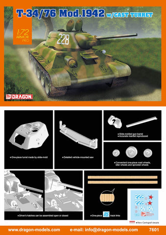 Dragon - 7601 - Soviet T-34/76 MOD 1942 Cast Turret - 1:72
