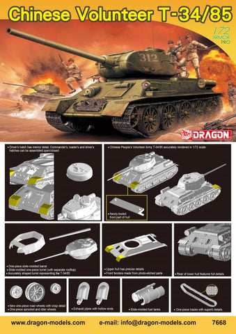 Dragon - 7668 - Chinese Volunteer T-34/85 T-34 - 1:72