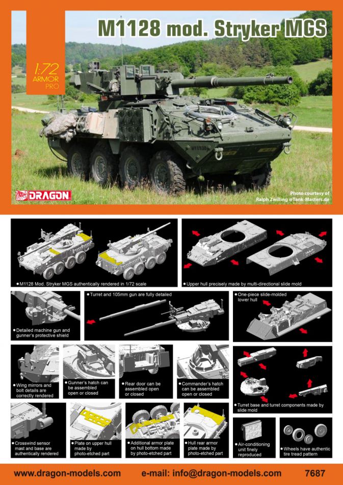 Dragon - 7687 - M1128 Mod.Stryker MGS - 1:72