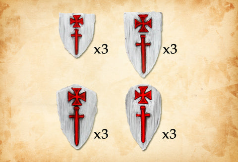 Livonian Order Shields 1 (12pcs.) - 28mm Fireforge - DVSH02