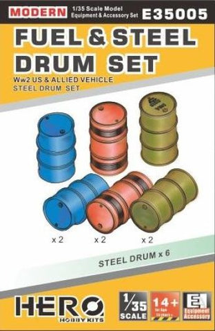 Hero Hobby Kits E35005 - US & Allied Fuel and Steel Drum Set - 1:35