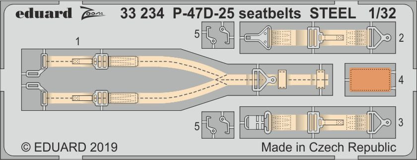 Eduard 33234 - Republic P-47D-25 Thunderbolt seatbelts STEEL - 1:32