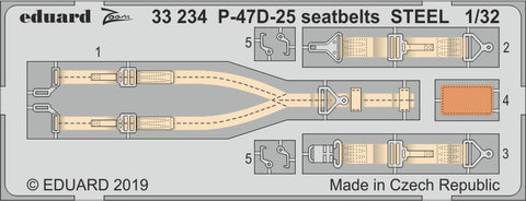 Eduard 33234 - Republic P-47D-25 Thunderbolt seatbelts STEEL - 1:32