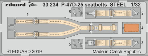 Eduard 33234 - Republic P-47D-25 Thunderbolt seatbelts STEEL - 1:32