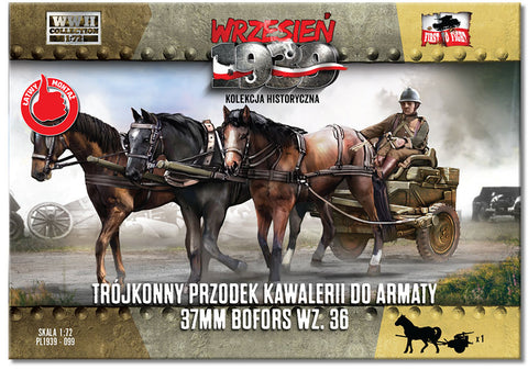 First To Fight - FTF099 - Three-horse cavalry carriage for 37mm Bofors wz. 36 - 1:72