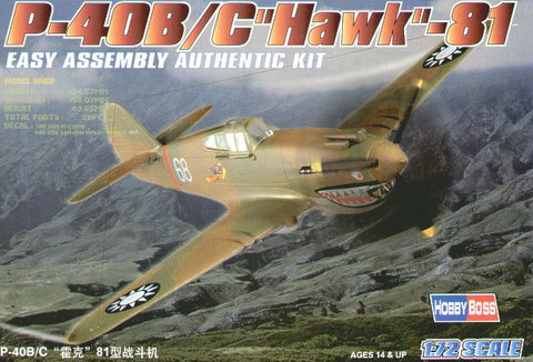 Hobby Boss - 80209 - Curtiss P-40B Tomahawk / P-40C Hawk 81 - 1:72