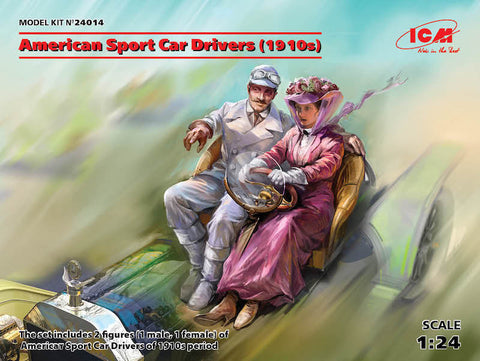 ICM - 24014 - American Sport Car Drivers (1910s) (1 male, 1 female figures) - 1:24