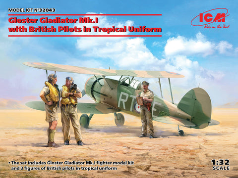 ICM - 32043 - Gloster Gladiator Mk.I with British Pilots in Tropical Uniform - 1:32