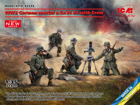 ICM - ICM35715 - s.Gr.W.34 WWII German mortar with Crew - 1:35